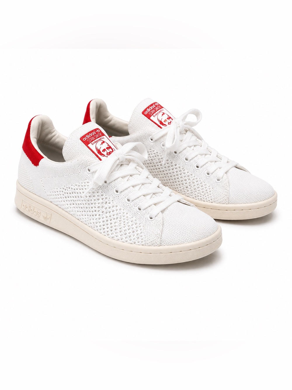 Adidas Stan Smith White Knit Tennis Sneakers Size 5.5 Men // 7 Women